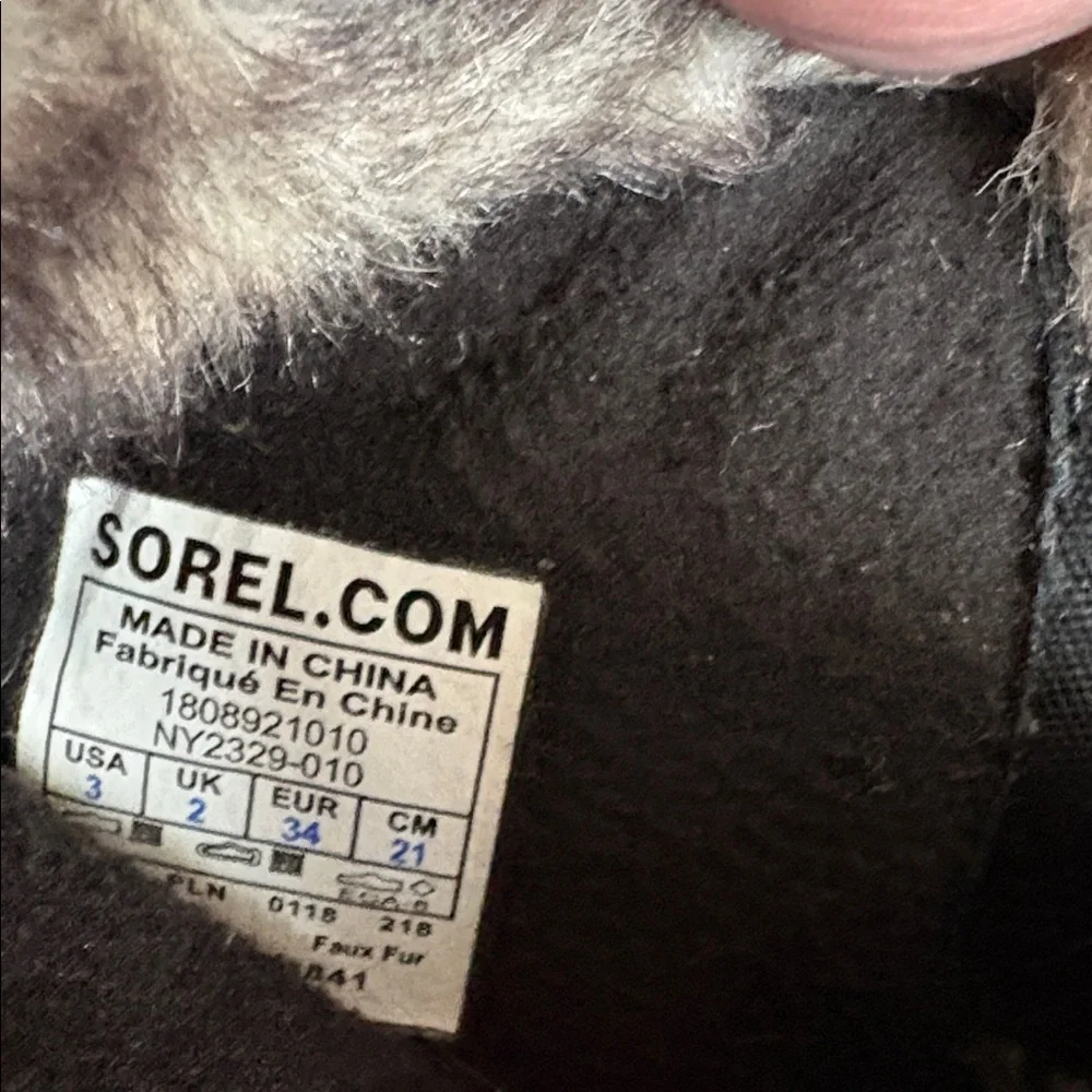 Sorel Whitney Suede Boots with Faux Fur Trim Size 3